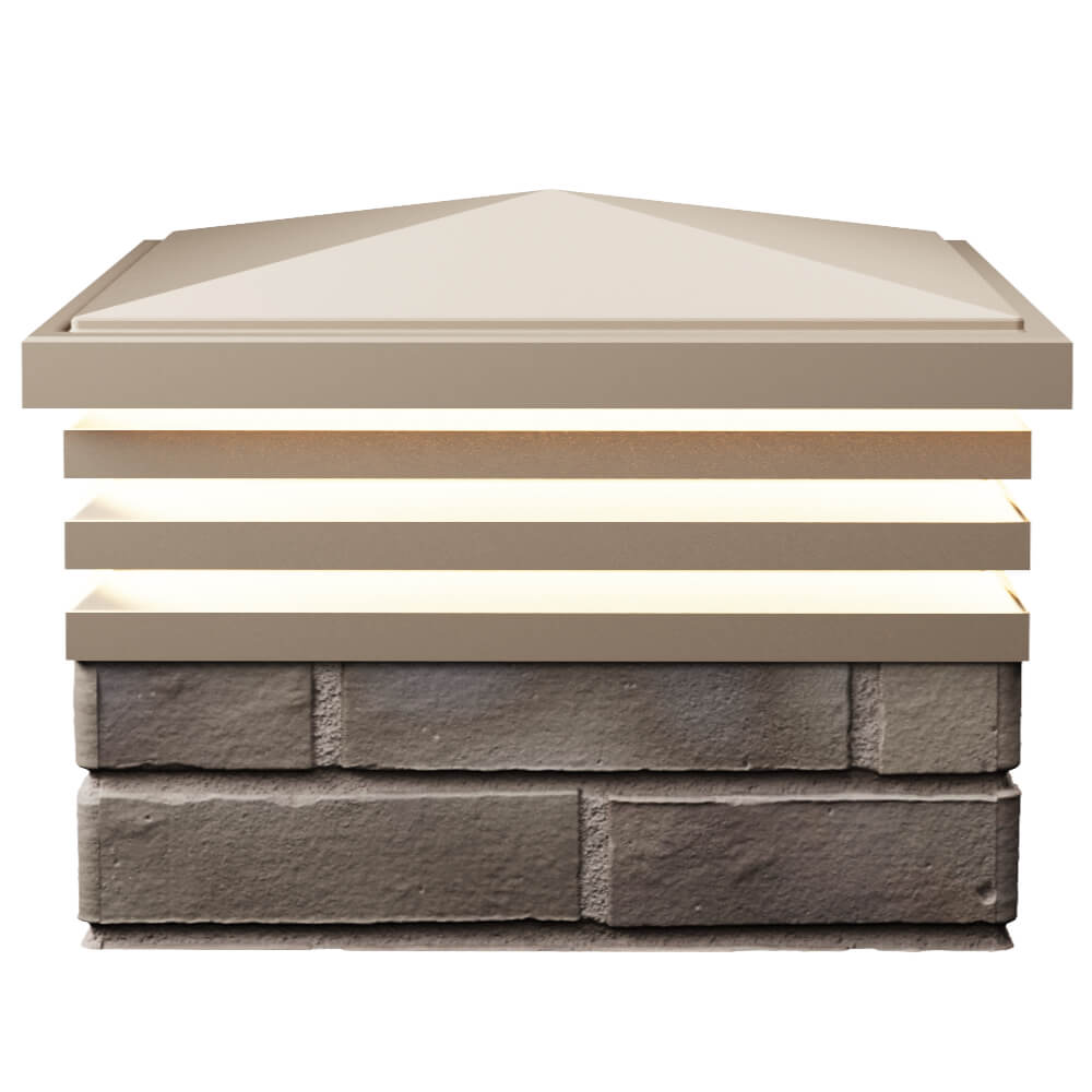 Колпак Zking Бона ХайТек Бежевый на столб 1.5х1.5 кирпича (385х385мм) с подсветкой в Златоусте фото