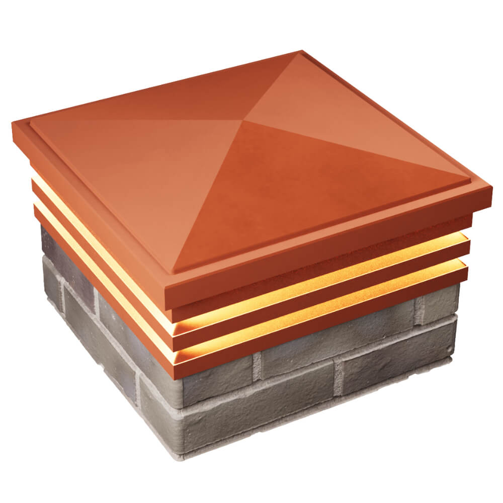 Колпак Zking Бона ХайТек Красный на столб 1.5х1.5 кирпича (385х385мм) с подсветкой в Златоусте фото