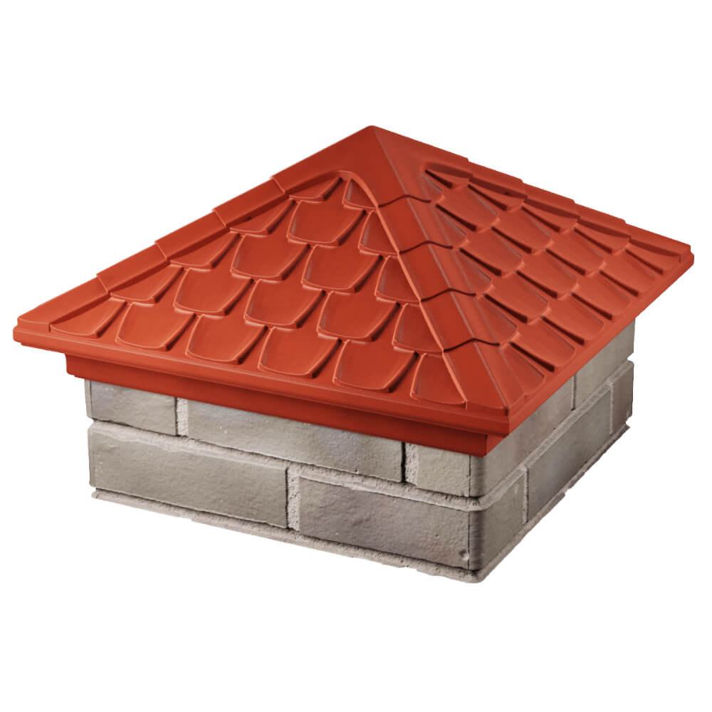 Колпак Zking Эльбрус Красный на столб 1.5х1.5 кирпича (385х385мм) в Златоусте фото