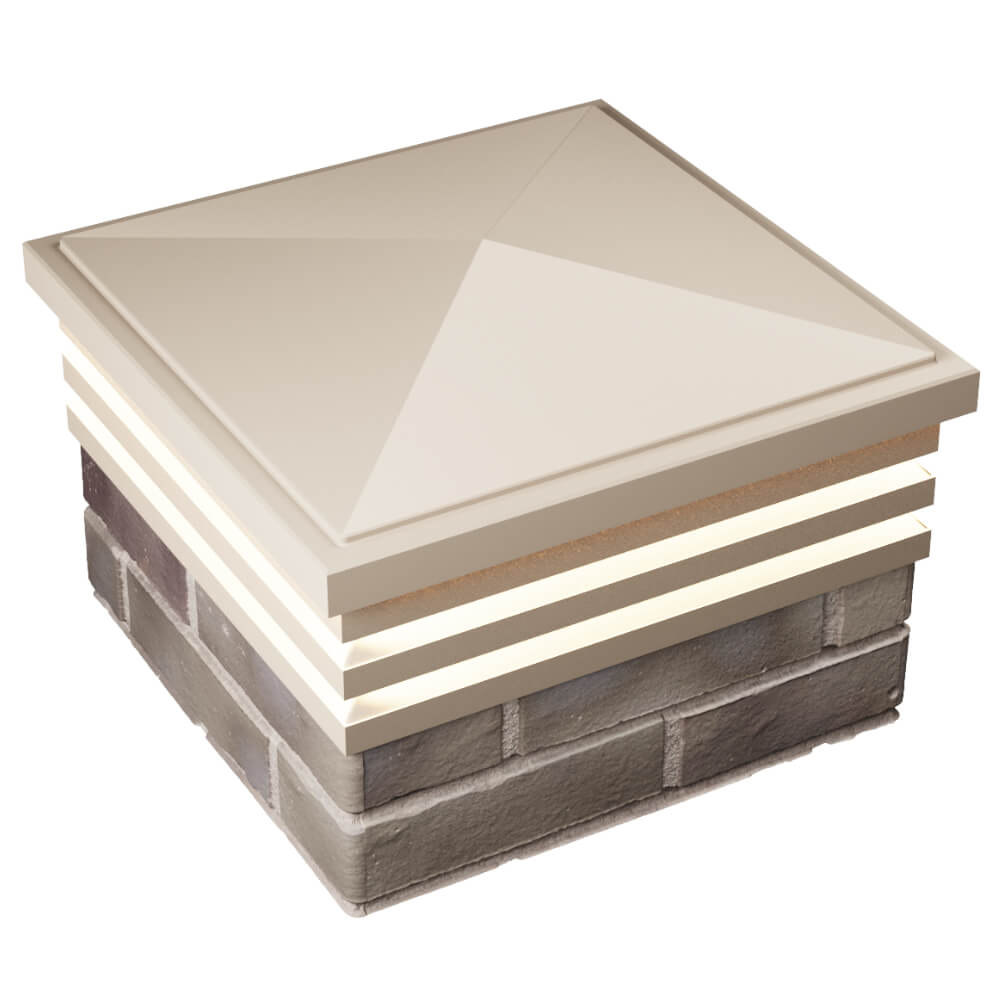 Колпак Zking Бона ХайТек Бежевый на столб 1.5х1.5 кирпича (385х385мм) с подсветкой в Златоусте фото