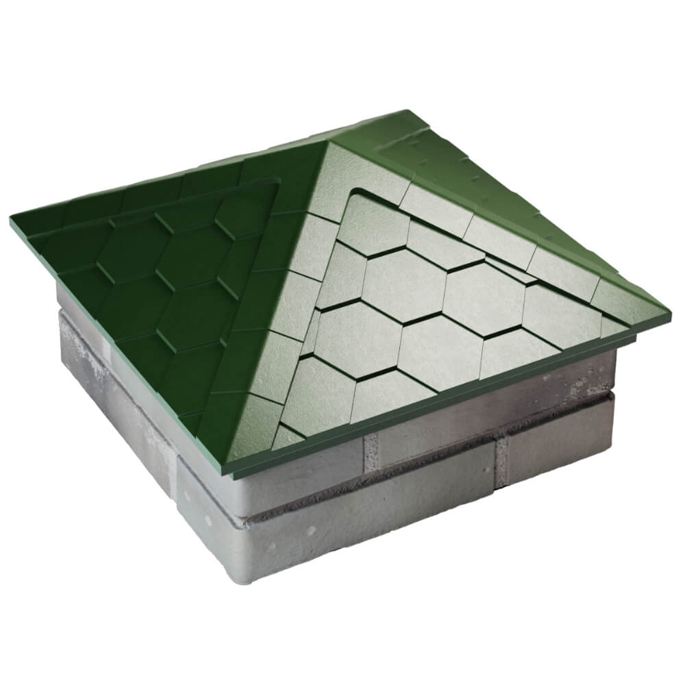 Колпак Zking Эверест Зеленый на столб 1.5х1.5 кирпича (390х390мм) в Златоусте фото
