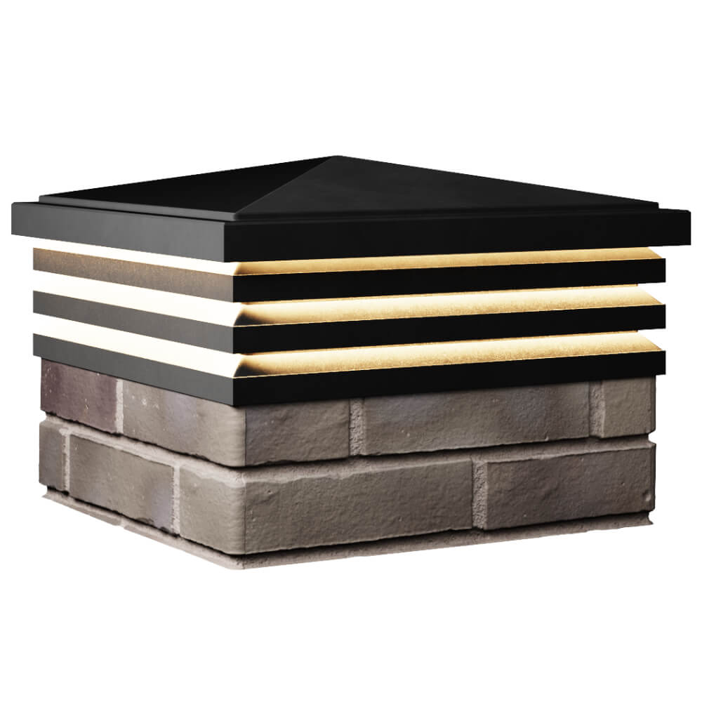 Колпак Zking Бона ХайТек Черный на столб 1.5х1.5 кирпича (385х385мм) с подсветкой в Златоусте фото