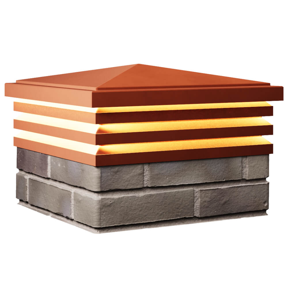 Колпак Zking Бона ХайТек Красный на столб 1.5х1.5 кирпича (385х385мм) с подсветкой в Златоусте фото