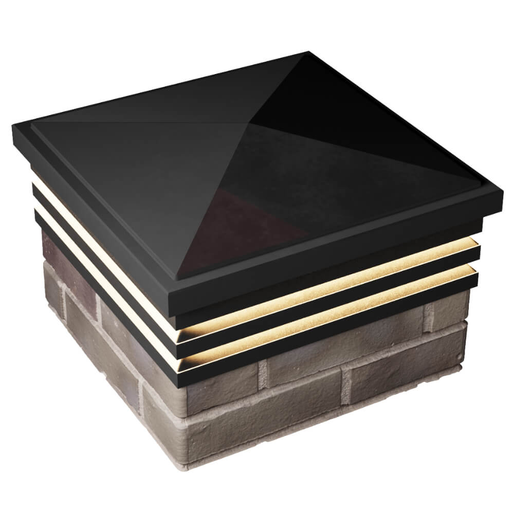 Колпак Zking Бона ХайТек Черный на столб 1.5х1.5 кирпича (385х385мм) с подсветкой в Златоусте фото