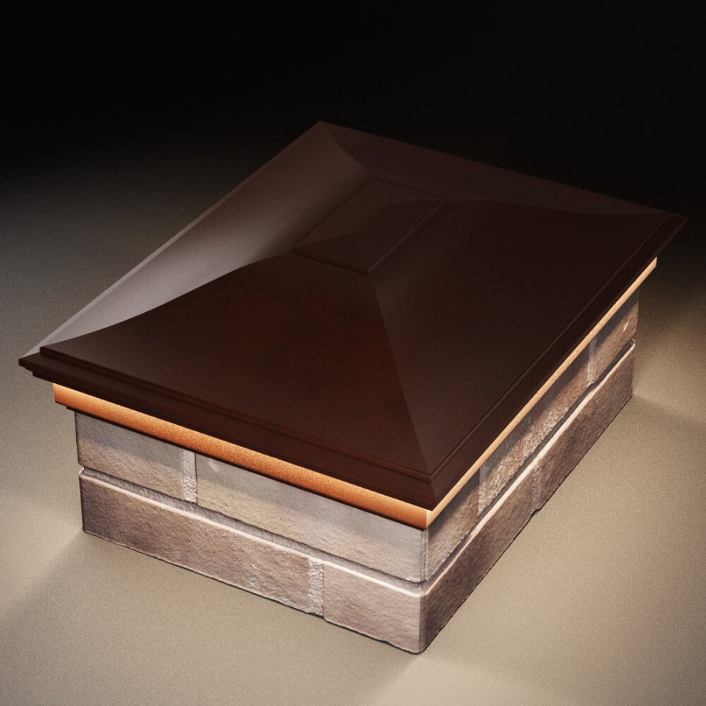 Колпак Zking Монблан Коричневый на столб 2х1.5 кирпича (515х385мм) c подсветкой в Златоусте фото