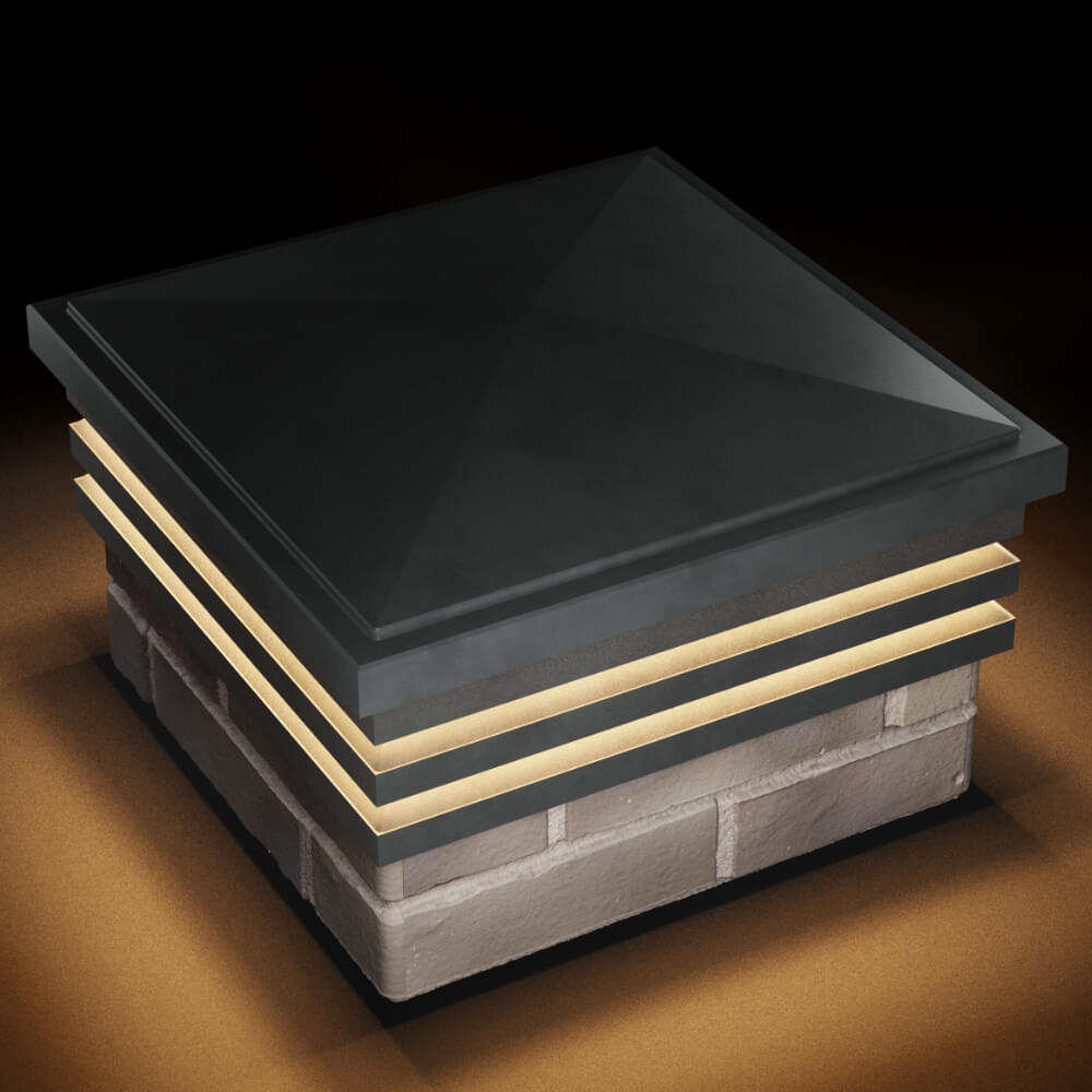 Колпак Zking Бона ХайТек Серый на столб 1.5х1.5 кирпича (385х385мм) с подсветкой в Златоусте фото