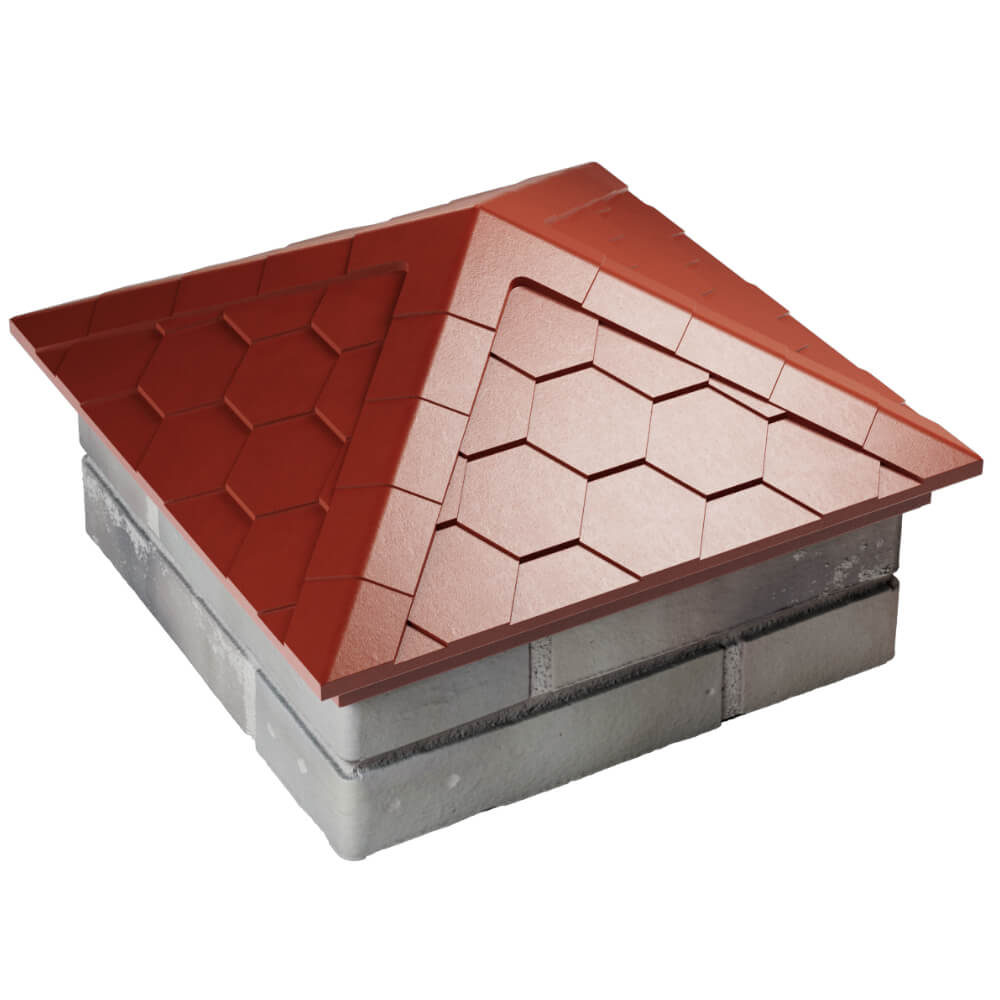 Колпак Zking Эверест Красный на столб 1.5х1.5 кирпича (390х390мм) в Златоусте фото