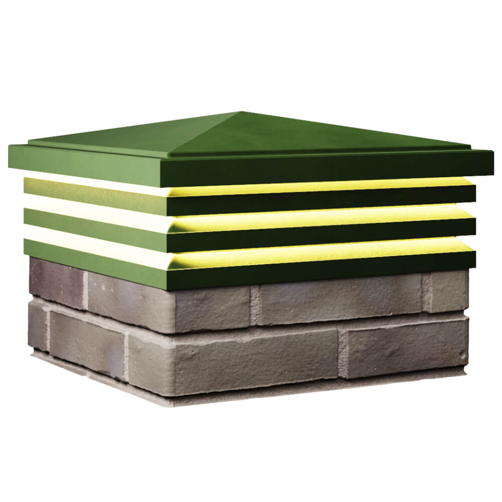 Колпак Zking Бона ХайТек Зеленый на столб 1.5х1.5 кирпича (385х385мм) с подсветкой в Златоусте фото