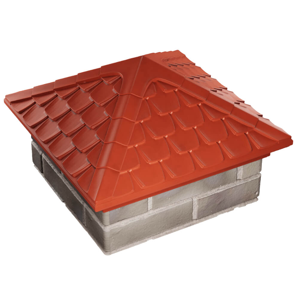 Колпак Zking Эльбрус Красный на столб 1.5х1.5 кирпича (385х385мм) в Златоусте фото