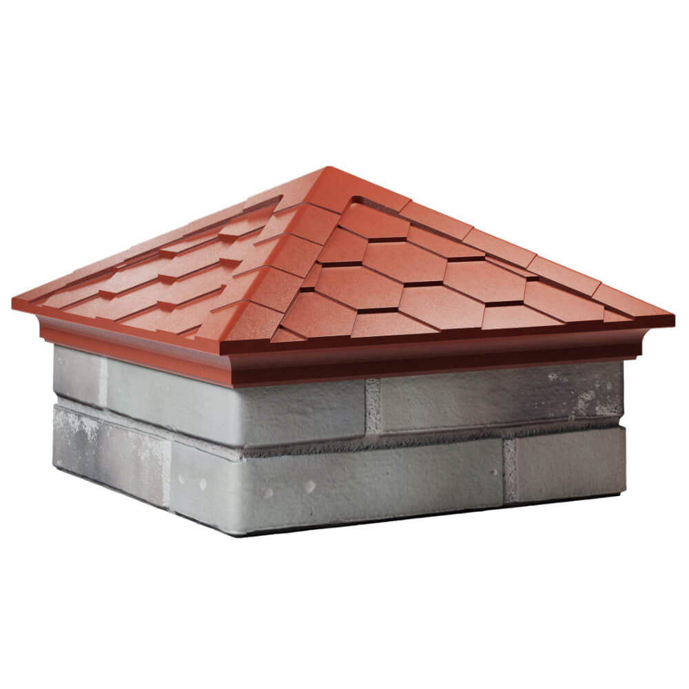 Колпак Zking Эверест Красный на столб 1.5х1.5 кирпича (390х390мм) в Златоусте фото