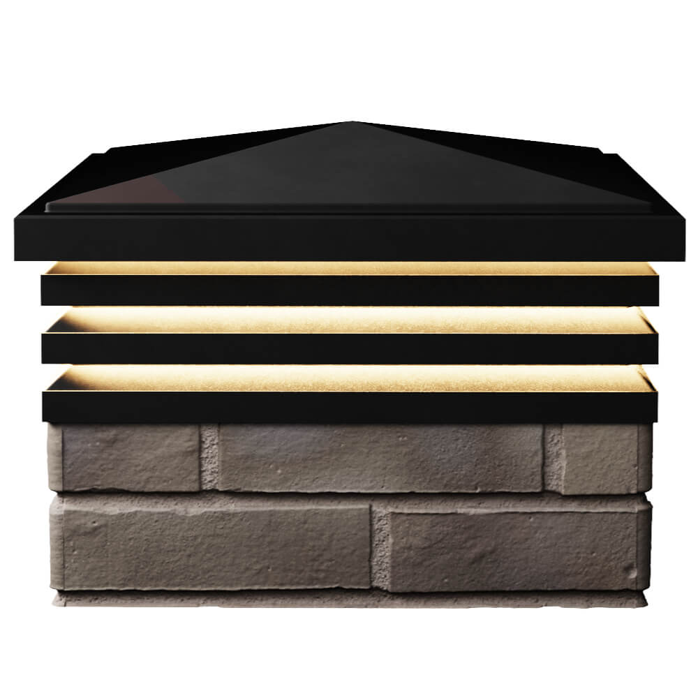 Колпак Zking Бона ХайТек Черный на столб 1.5х1.5 кирпича (385х385мм) с подсветкой в Златоусте фото