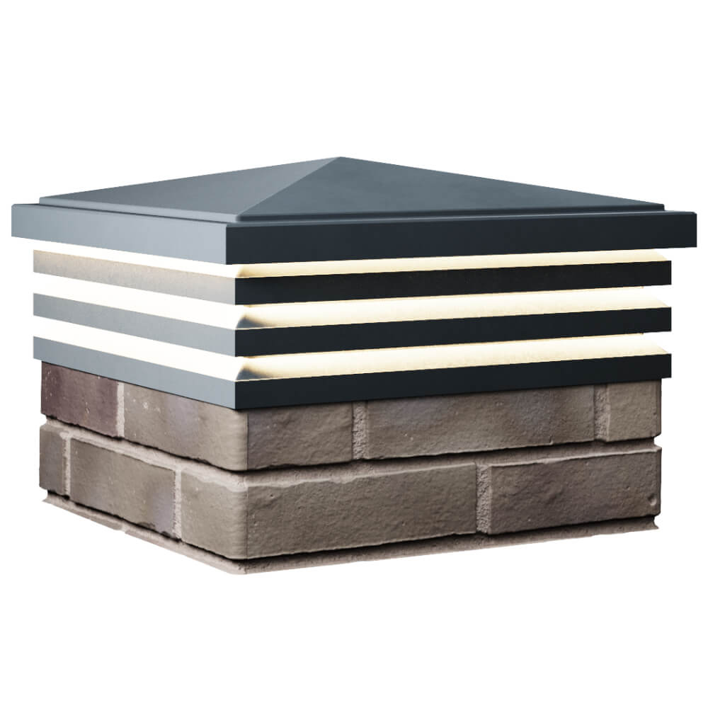 Колпак Zking Бона ХайТек Серый на столб 1.5х1.5 кирпича (385х385мм) с подсветкой в Златоусте фото