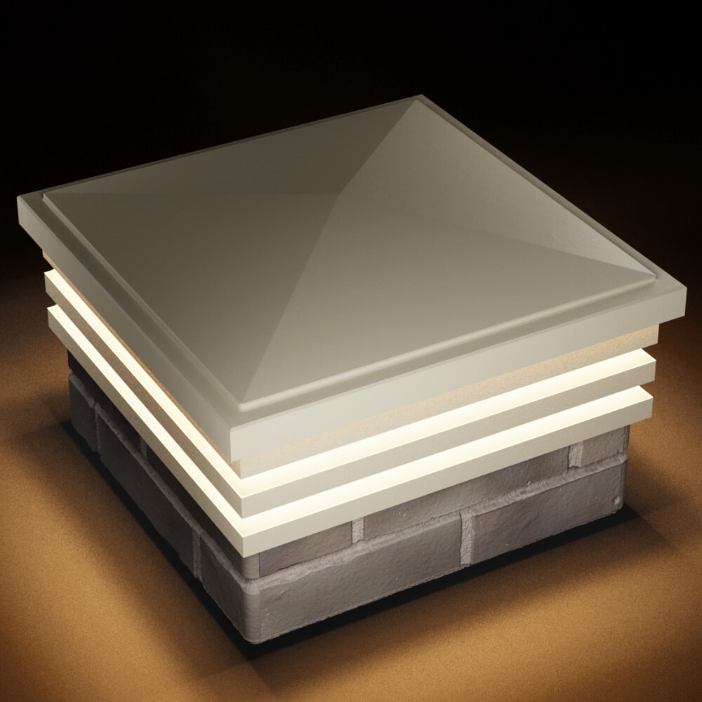 Колпак Zking Бона ХайТек Бежевый на столб 1.5х1.5 кирпича (385х385мм) с подсветкой в Златоусте фото