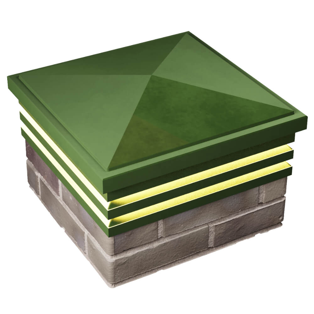 Колпак Zking Бона ХайТек Зеленый на столб 1.5х1.5 кирпича (385х385мм) с подсветкой в Златоусте фото