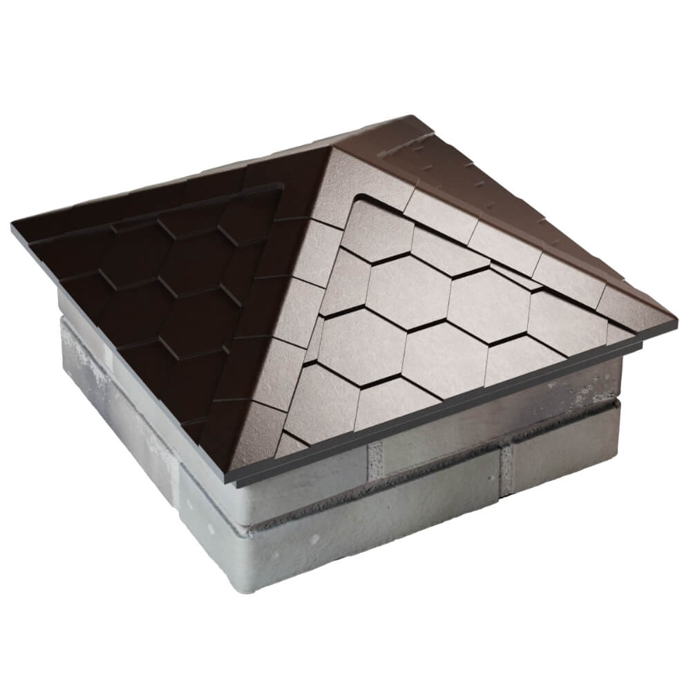 Колпак Zking Эверест Коричневый на столб 1.5х1.5 кирпича (390х390мм) в Златоусте фото