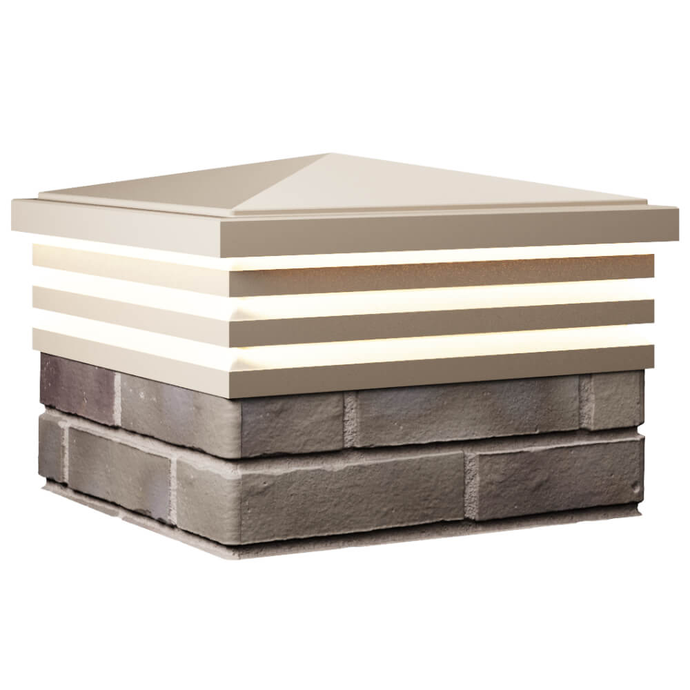 Колпак Zking Бона ХайТек Бежевый на столб 1.5х1.5 кирпича (385х385мм) с подсветкой в Златоусте фото