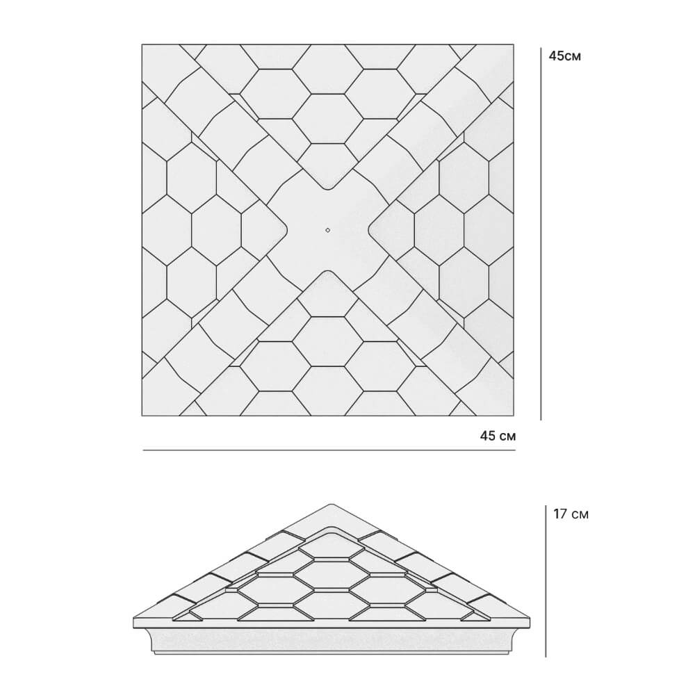 Колпак Zking Эверест Серый на столб 1.5х1.5 кирпича (390х390мм) в Златоусте фото
