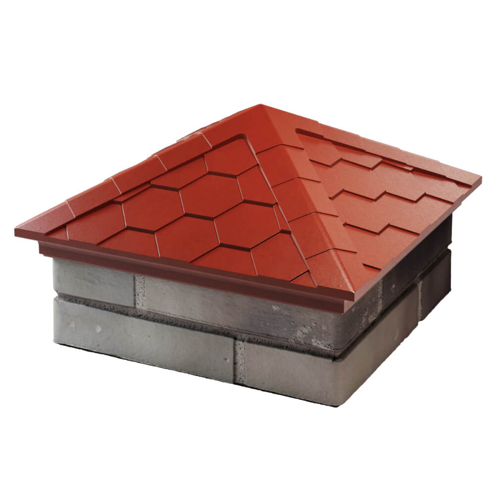 Колпак Zking Эверест Красный на столб 1.5х1.5 кирпича (390х390мм) в Златоусте фото