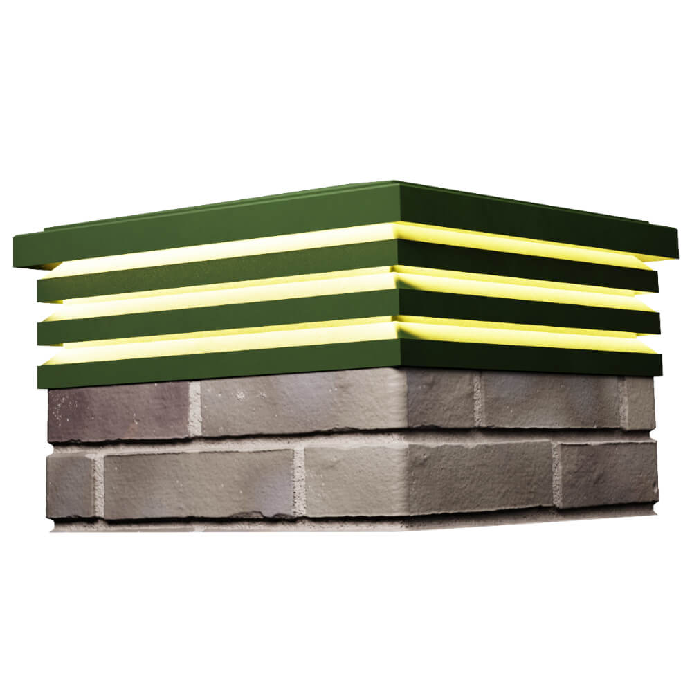 Колпак Zking Бона ХайТек Зеленый на столб 1.5х1.5 кирпича (385х385мм) с подсветкой в Златоусте фото