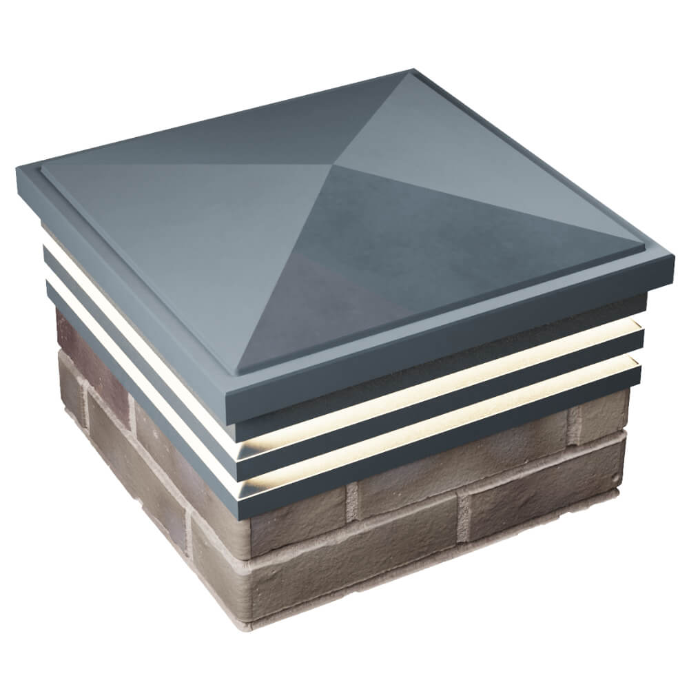 Колпак Zking Бона ХайТек Серый на столб 1.5х1.5 кирпича (385х385мм) с подсветкой в Златоусте фото