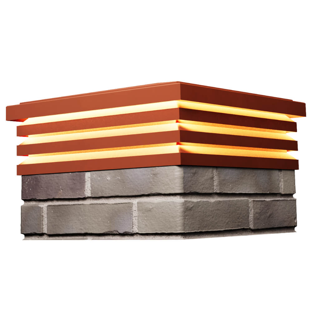 Колпак Zking Бона ХайТек Красный на столб 1.5х1.5 кирпича (385х385мм) с подсветкой в Златоусте фото