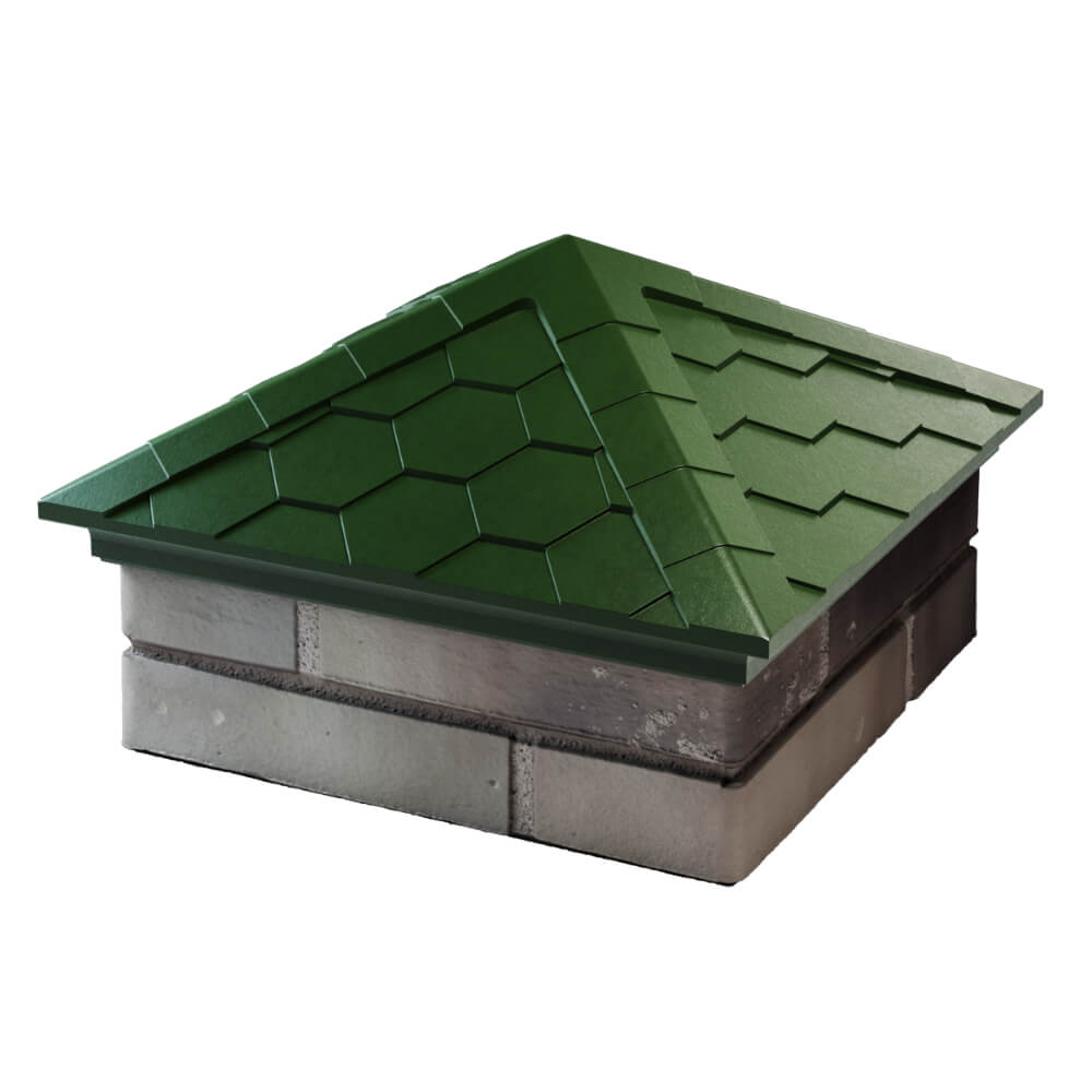 Колпак Zking Эверест Зеленый на столб 1.5х1.5 кирпича (390х390мм) в Златоусте фото