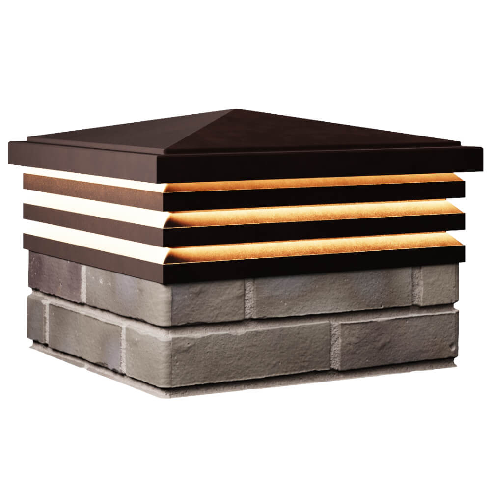 Колпак Zking Бона ХайТек Коричневый на столб 1.5х1.5 кирпича (385х385мм) с подсветкой в Златоусте фото