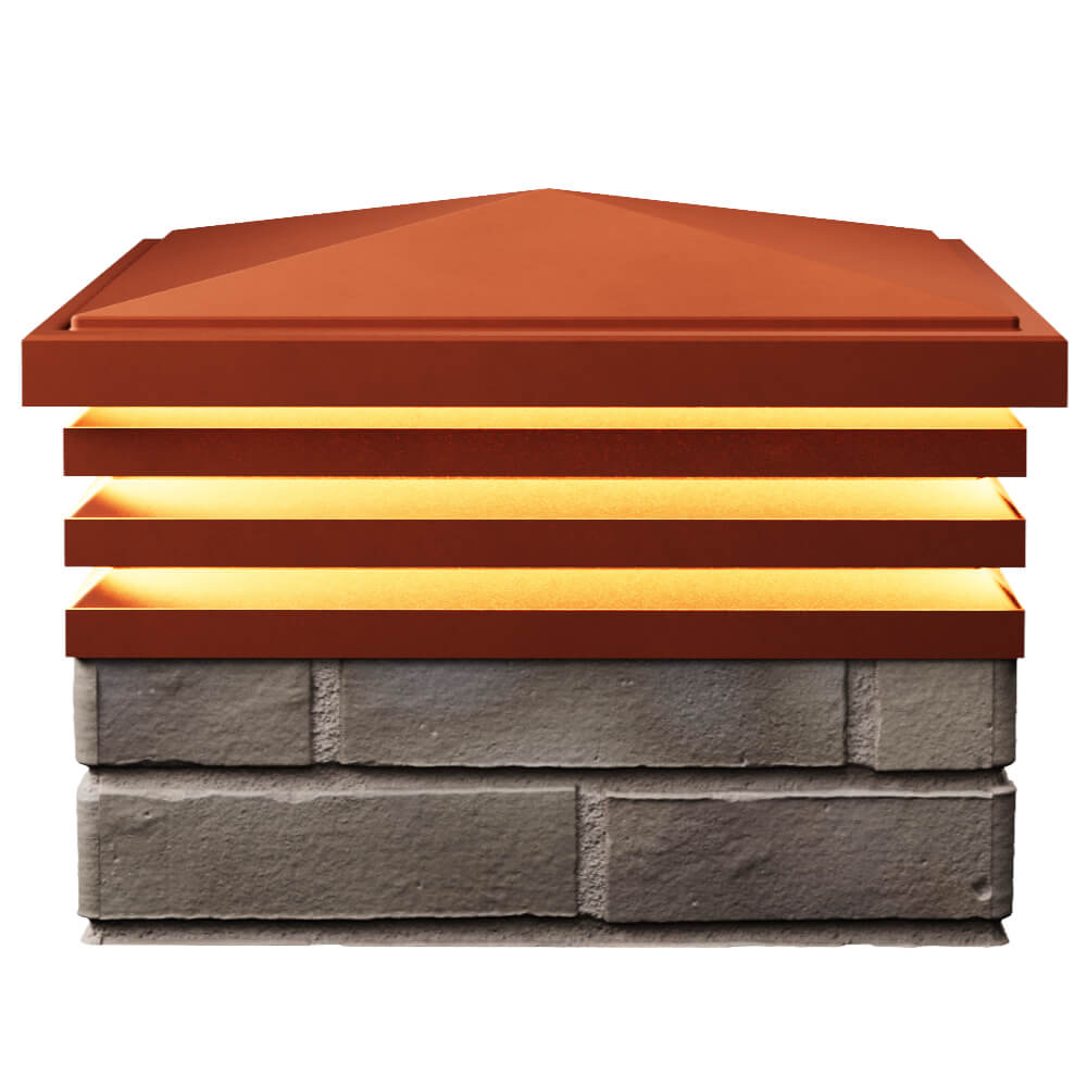 Колпак Zking Бона ХайТек Красный на столб 1.5х1.5 кирпича (385х385мм) с подсветкой в Златоусте фото