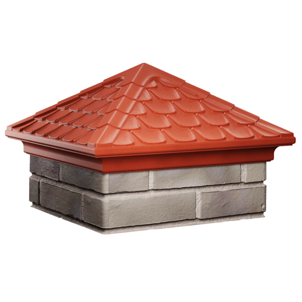 Колпак Zking Эльбрус Красный на столб 1.5х1.5 кирпича (385х385мм) в Златоусте фото