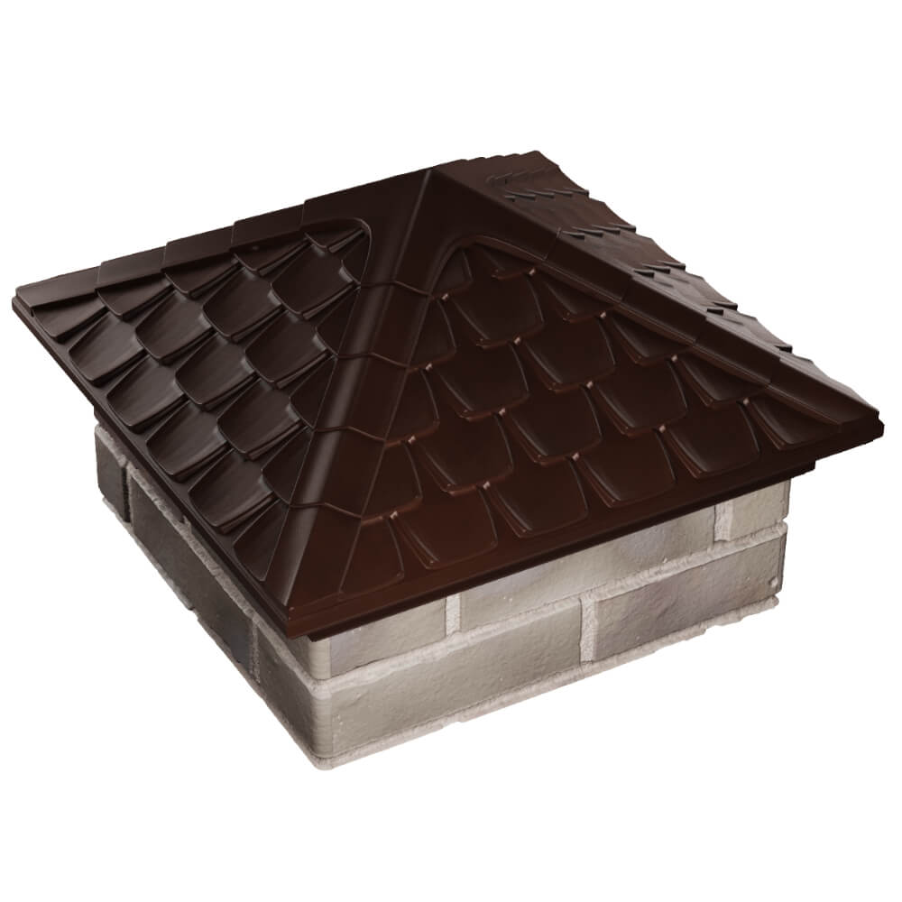 Колпак Zking Эльбрус Коричневый на столб 1.5х1.5 кирпича (385х385мм) в Златоусте фото