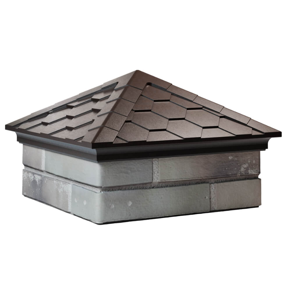 Колпак Zking Эверест Коричневый на столб 1.5х1.5 кирпича (390х390мм) в Златоусте фото