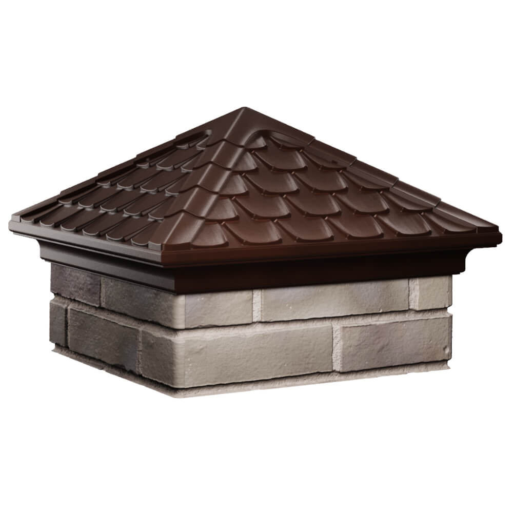 Колпак Zking Эльбрус Коричневый на столб 1.5х1.5 кирпича (385х385мм) в Златоусте фото