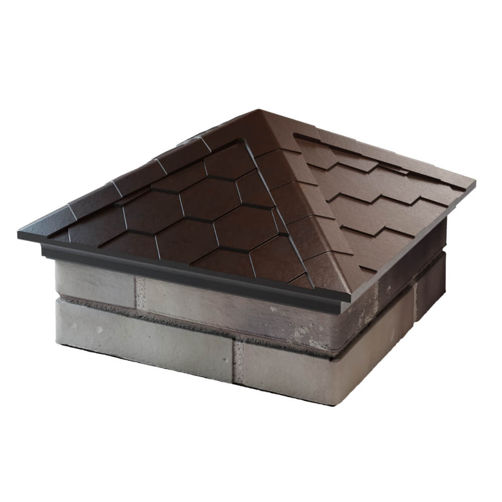 Колпак Zking Эверест Коричневый на столб 1.5х1.5 кирпича (390х390мм) в Златоусте фото